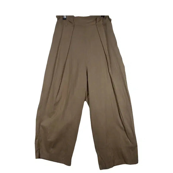 [BUNJANG] Discoat ParisSign Beige Cotton Blend Wide Crop Culottes Pants [L] / Discoat ParisSign 베이지 와이드 크롭 큐롯 팬츠 [L] 코튼 혼방 큐롯팬츠/와이드팬츠/크롭팬츠/베이지팬츠/하이웨이스트팬츠/여성팬츠/와이드핏/캐주얼룩/데일리룩
