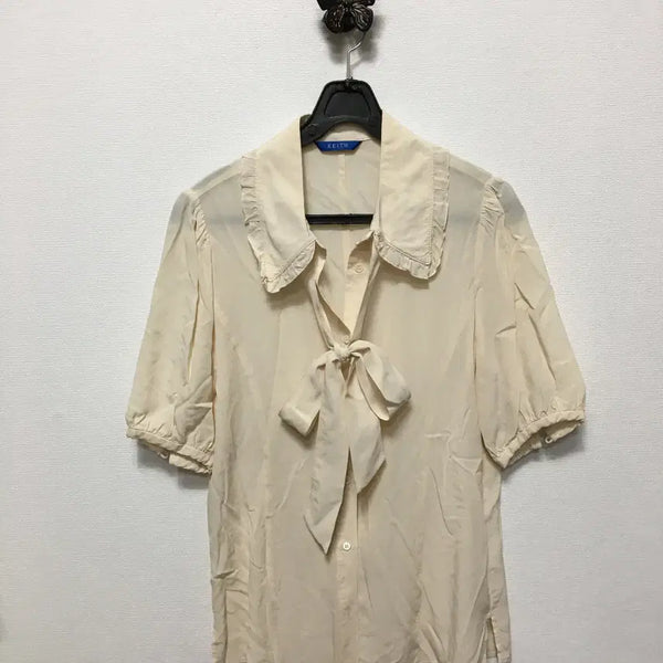 [BUNJANG] KIIZ Rayon + Silk Short Sleeve Blouse / 키이스 레이온+실크 반팔 블라우스