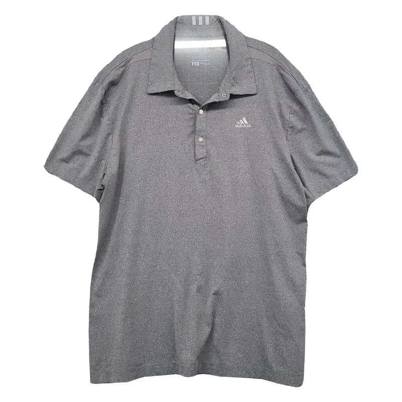 [BUNJANG] Adidas Light Grey Performance Training Short Sleeve Polo T-Shirt 110 / 아디다스 라이트 그레이 기능성 트레이닝 반팔 카라티 110
