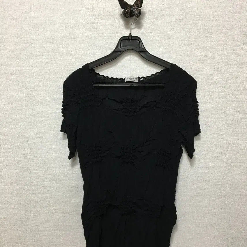 [BUNJANG] Mariani Italy Pleated T-Shirt / 이태리 마리아니 플리츠 주름 티셔츠