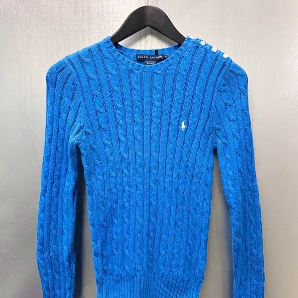 [BUNJANG] Ralph Lauren Vivid Blue Cable Knit Sweater / Ralph Lauren 랄프 로렌 비비드블루 색상 케이블 니트