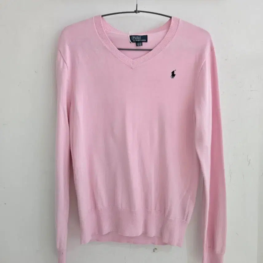 [BUNJANG] Polo Ralph Lauren V-Neck Knit Cotton Pink Size L / 폴로 랄프 로렌 브이넥 니트