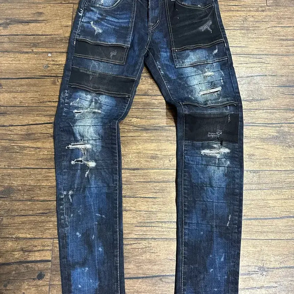 [BUNJANG] Buckaroo Patchwork Distressed Slim Denim Pants / 버커루 패치워크 디스트로이드 슬림 데님 팬츠 청바지 30