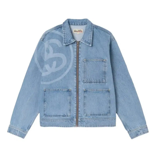 [BUNJANG] Stüssy SS Link Zip Work Jacket Stone Wash Denim / XL) 스투시 SS 링크 집 워크 자켓 스톤 워시 데님