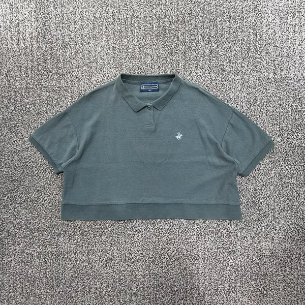 [BUNJANG] Vintage Beverly Hills Polo Club Drop Shoulder Cropped T-Shirt (Custom) / 빈티지9. 비벌리힐즈 폴로클럽 드롭숄더 크롭 반팔티 (커스텀 제품)