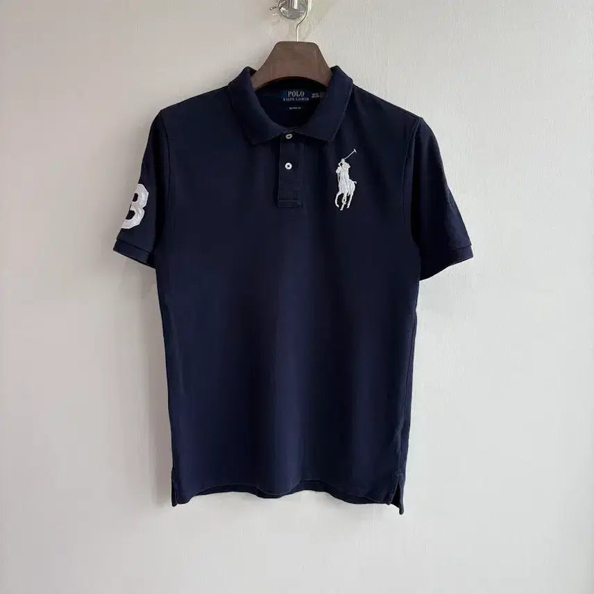 [BUNJANG] Polo Ralph Lauren White Big Pony Collar Short Sleeve T-shirt Navy XL / 폴로 화이트 빅포니 카라 반팔티 네이비