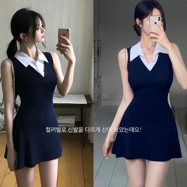 [BUNJANG] Jeanne MUAH Shirt Dress Navy (Midi Length) / 잔느 뮤아 셔츠원피스 네이비(미들기장)