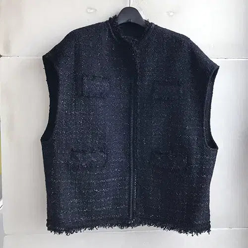 [BUNJANG] Korean Wool Blend Tweed Vest Black / ORR/국산 - 66.77/새거수준