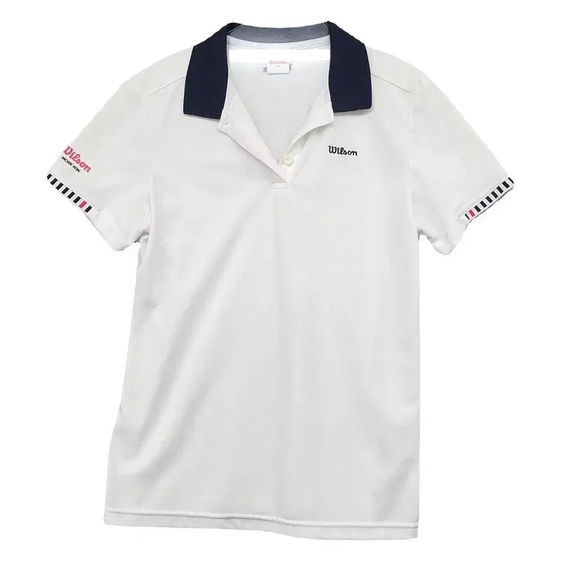 [BUNJANG] Wilson White Functional Short Sleeve Polo Shirt / 윌슨 화이트 기능성 반팔 카라티 100
