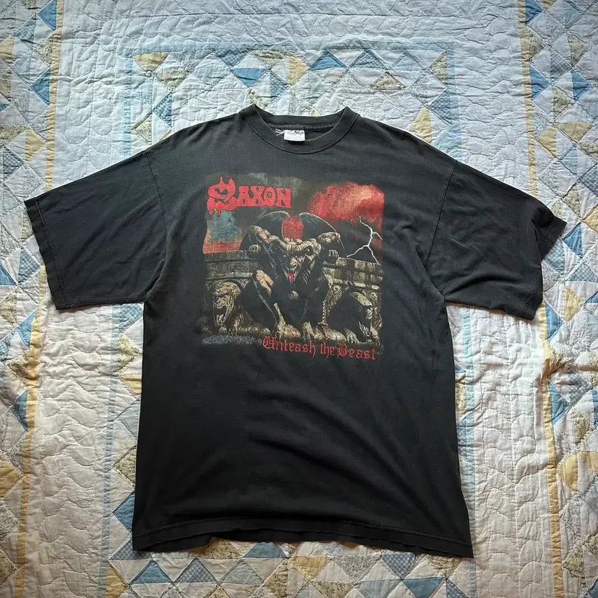 [BUNJANG] 90s Saxon Unleash the Beast Tour T-Shirt / 90s Saxon Unleash the Beast Tour T Shirt