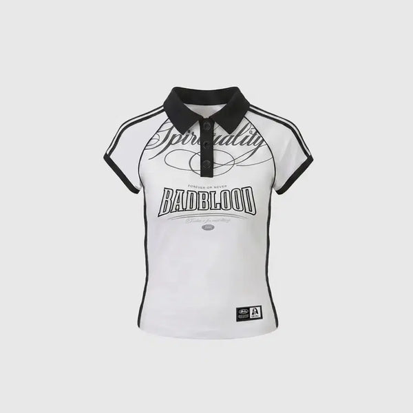 [BUNJANG] Bad Blood 90s Vintage Club Jersey Polo T-Shirt - White, M / 배드블러드 90s 빈티지 클럽 져지 폴로 티셔츠 - 화이트 M