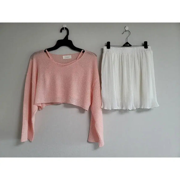 [BUNJANG] Women's Knit, Camisole & Chiffon Skirt Set / [코디 세트] 니트 & 나시 & 쉬폰 스커트 세트