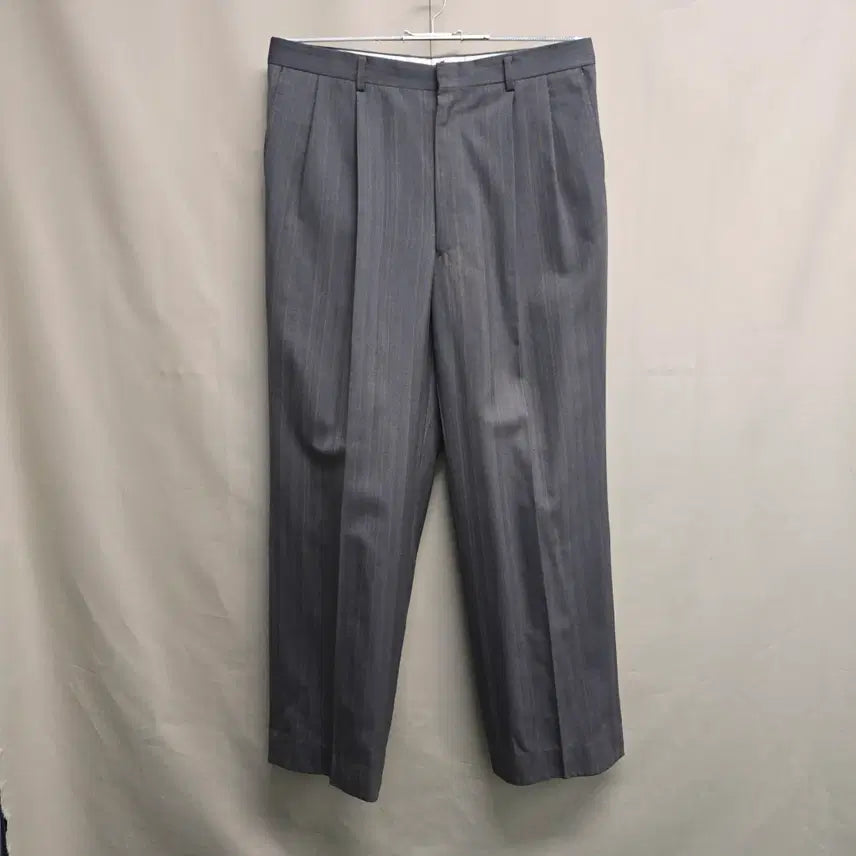 [BUNJANG] DAKS 1990s Wool 100% Striped Two-Tuck Relaxed Fit Slacks (Size 32) / 90s DAKS 닥스 80년대 후반~90년대 초 국내생산 울100 스트라이프 투턱 슬랙스 32