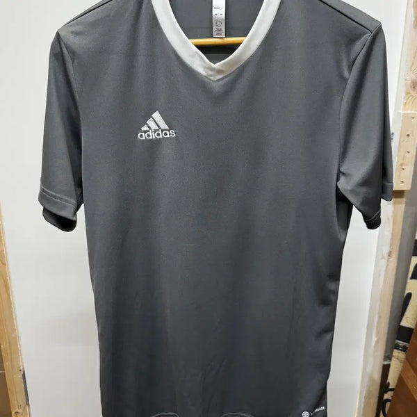 [BUNJANG] Adidas V-Neck Short Sleeve T-Shirt Grey L Men's / 아디다스 브이넥 반팔 티셔츠 그레이 L 남성 운동복 기능성 반팔티