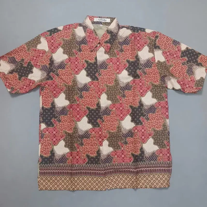 [BUNJANG] Nara Da Batik Indonesia Authentic Batik Short Sleeve Shirt XL / [XL] 나라다 바틱 인도네시아 정통 바틱 반팔 셔츠