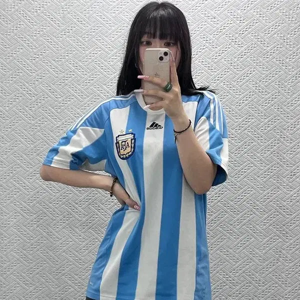[BUNJANG] Adidas Climacool Argentina National Team Jersey T-Shirt Size 100 / 아디다스 클라이마쿨 아르헨티나 국대유니폼 져지 반팔티 100 C13387