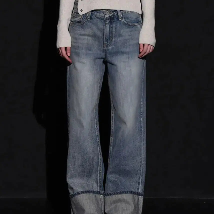[BUNJANG] Bohemian Seoul Wide Rollup Denim Pants M / 보헤미안서울 WIDE ROLLUP DENIM PANTS M
