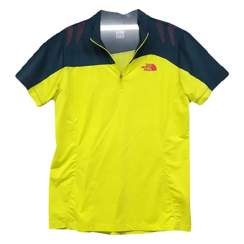[BUNJANG] The North Face Yellow Functional Half-Zip T-Shirt L/90 / 노스페이스 옐로우 등산 기능성 반집업 반팔티 L/90