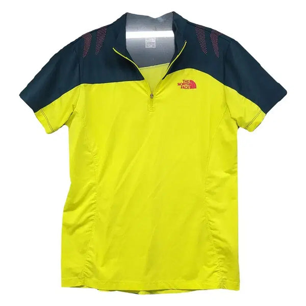 [BUNJANG] The North Face Yellow Functional Half-Zip T-Shirt L/90 / 노스페이스 옐로우 등산 기능성 반집업 반팔티 L/90