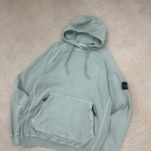 [BUNJANG] Stone Island Garment Dyed Patch Hoodie T-Shirt / 스톤아일랜드 와펜 가먼트다잉 후드티셔츠