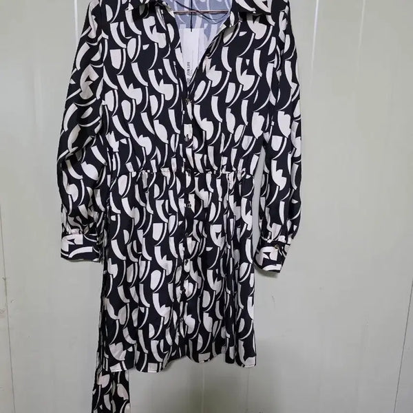[BUNJANG] ZARA Black & White Pattern Shirt Dress / 자라 셔츠 원피스 블랙 화이트 패턴