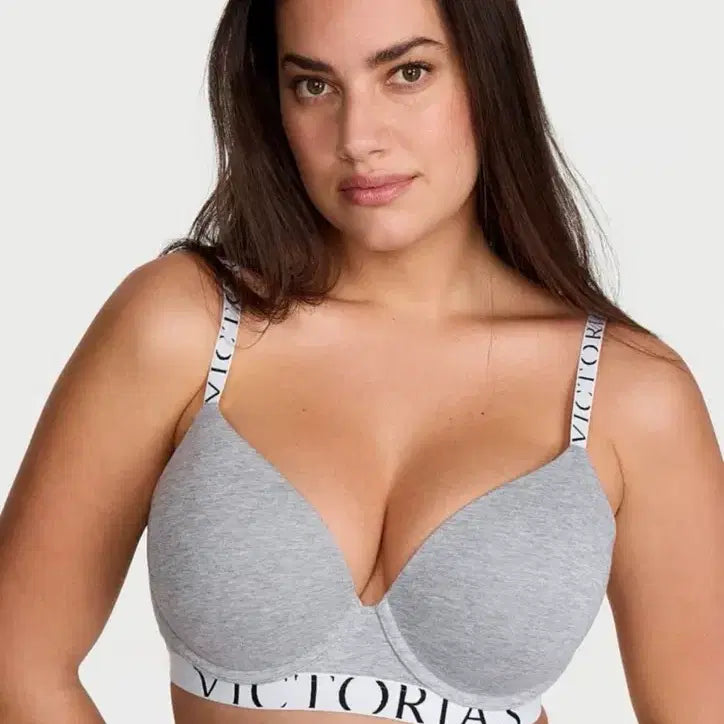 [BUNJANG] Victoria's Secret Perfect Shape Cotton Logo Push-Up Bra 32C / 빅토리아 시크릿 퍼펙트 쉐입 코튼 로고 푸쉬업 브라
