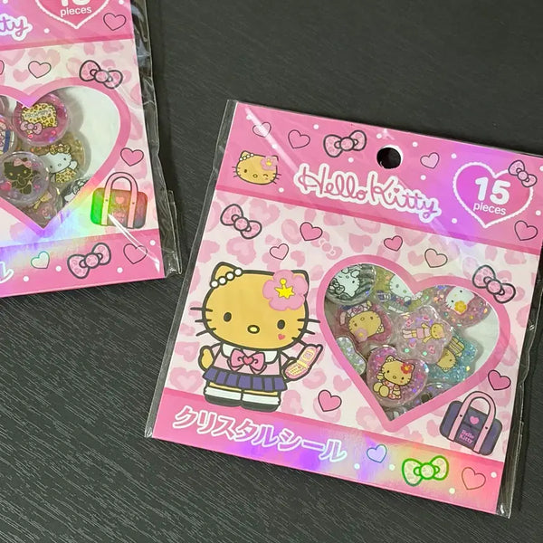 [BUNJANG] Sanrio Hello Kitty Glass Dome Stickers Oval Stickers Tanning Kitty / 산리오 헬로키티 유리알 스티커 오하지키 플레이크 씰 스티커 태닝키티 스티커