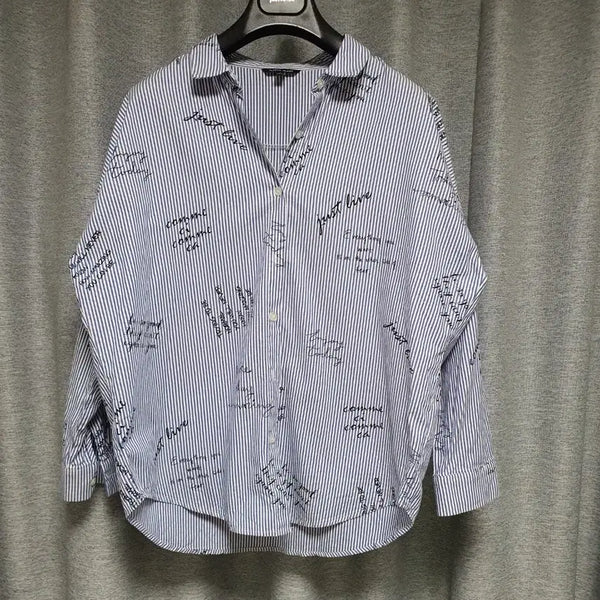[BUNJANG] Plastic Island Lettering Relaxed Fit Blouse / plastic island 플라스틱아일랜드  여유핏레터링 포인트 블라우스남방셔츠 m s~m