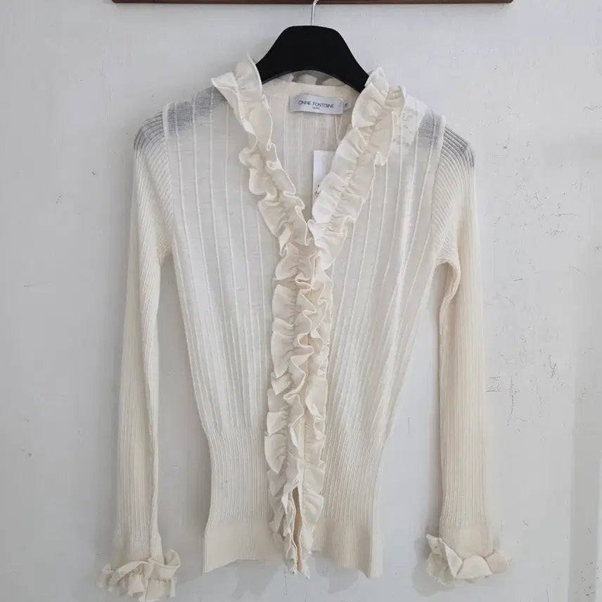 [BUNJANG] Anne Fontaine Button Knit Wool Sweater Cream / 안느 퐁텐 버튼 니트