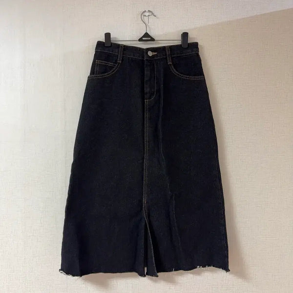 [BUNJANG] Dark Wash Denim Long Skirt / (무배) 진청 데님 롱 스커트 치마