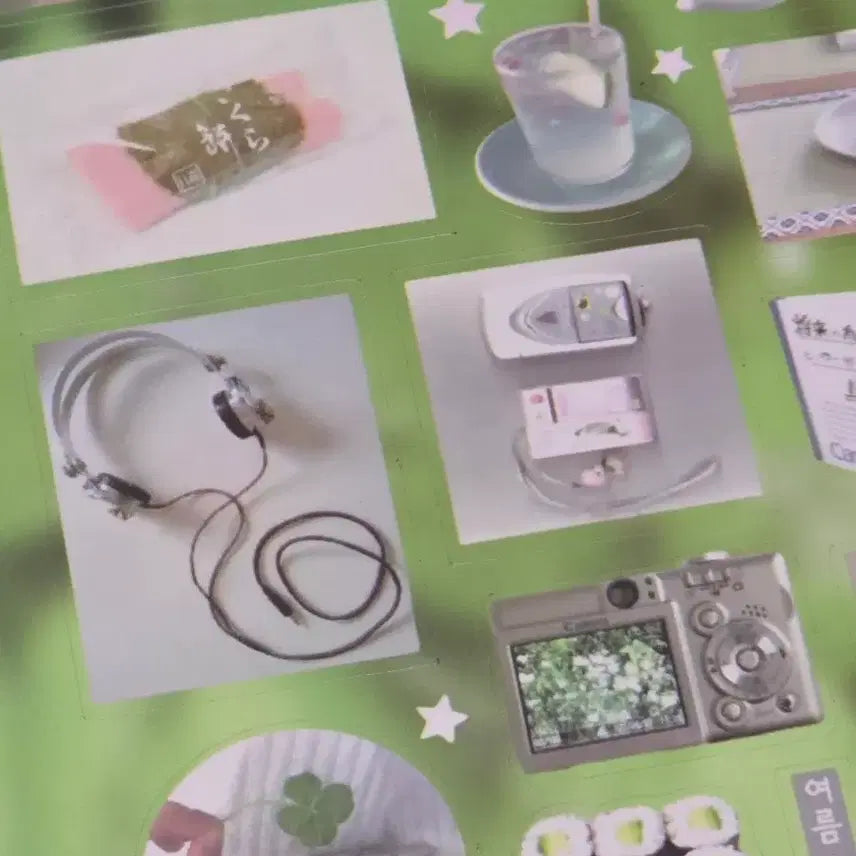 [BUNJANG] Green Core Summer Landscape Y2K Clover Bingsu Dessert Lucky Japanese Style Deco Sticker Set / 그린 코어 여름 풍경 y2k 클로버 빙수 디저트 행운 일본감성 다꾸 스티커