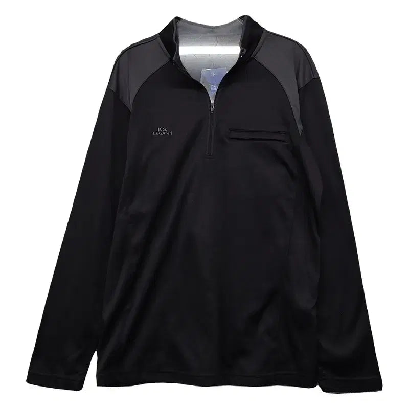 [BUNJANG] K2 Black Functional Half-Zip Long Sleeve T-Shirt (M) / K2 블랙 등산 기능성 반집업 긴팔티 M