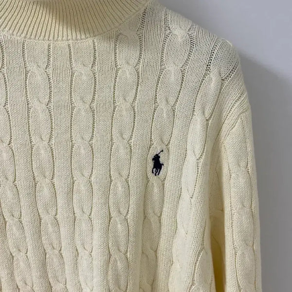 [BUNJANG] Polo Ralph Lauren Cable Knit Sweater Ivory XL / XL 백화점판 폴로 랄프로렌 케이블 니트 아이보리