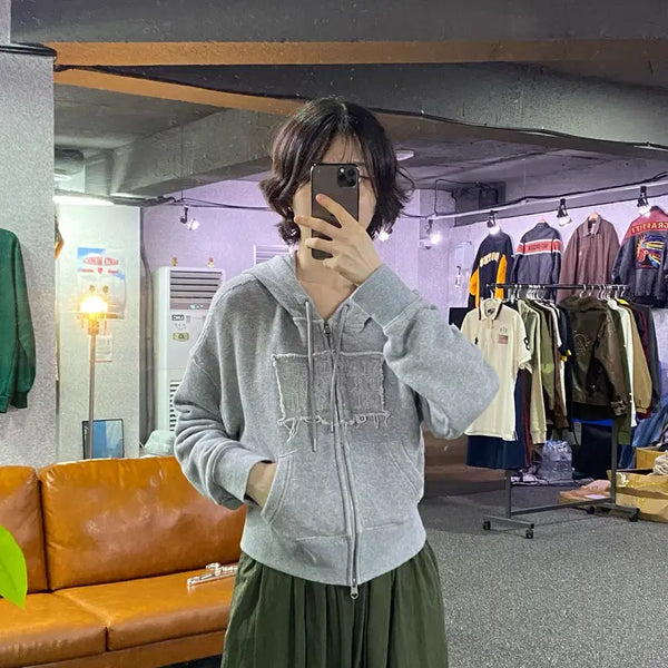 [BUNJANG] Marithe Francois Girbaud Detroit Logo Two-Way Hoodie Zip-Up M / 마리떼 프랑소와 저버 디트로이트로고 투웨이 후드집업 B5529