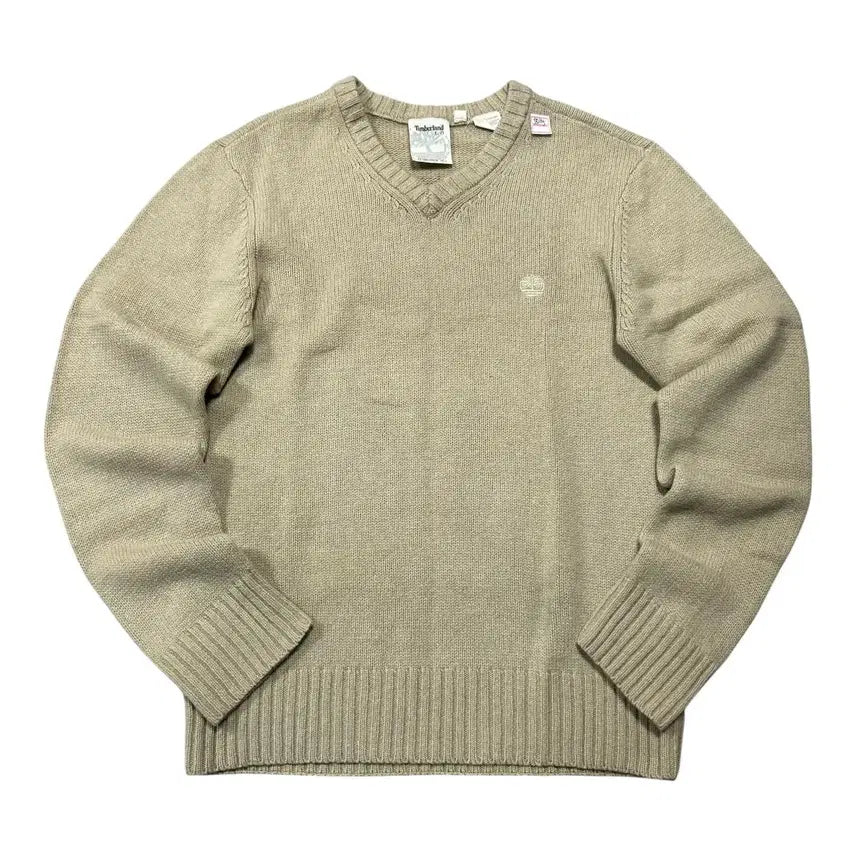 [BUNJANG] Timberland Lambswool V-Neck Knit Sweater Beige / (바배) 팀버랜드 램스울 브이넥 니트 스웨터 베이지