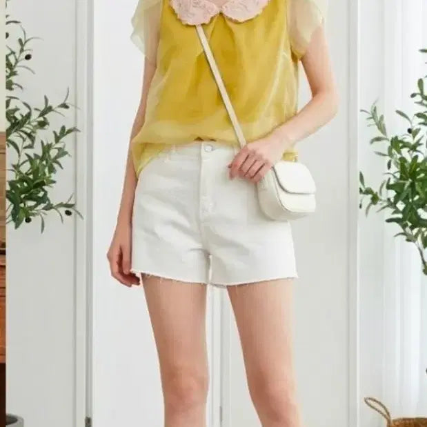 [BUNJANG] ELF SACK Chiffon Blouse Lime Cream M / 엘프색(ELF SACK) 한복 느낌 시원한 시폰 블라우스 라임크림색 M