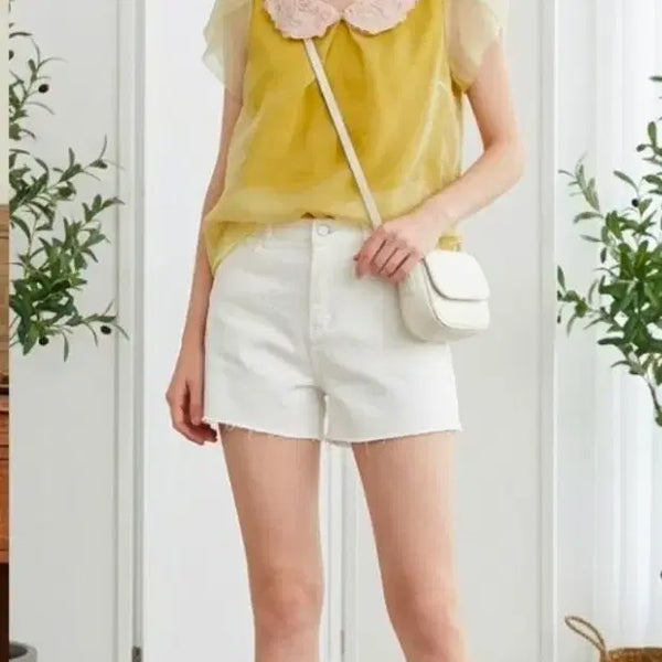 [BUNJANG] ELF SACK Chiffon Blouse Lime Cream M / 엘프색(ELF SACK) 한복 느낌 시원한 시폰 블라우스 라임크림색 M