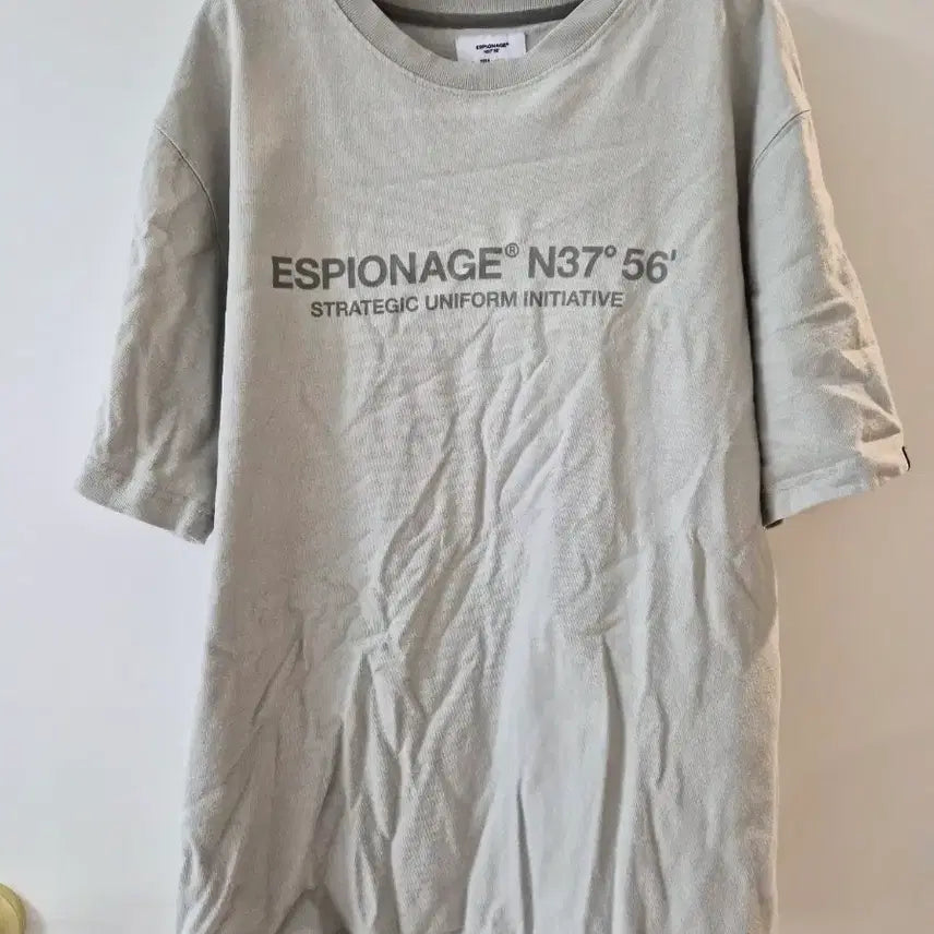 [BUNJANG] ESPIONAGE Oversized Logo Short Sleeve T-Shirt L Light Gray / 반팔 티셔츠 라이트 그레이