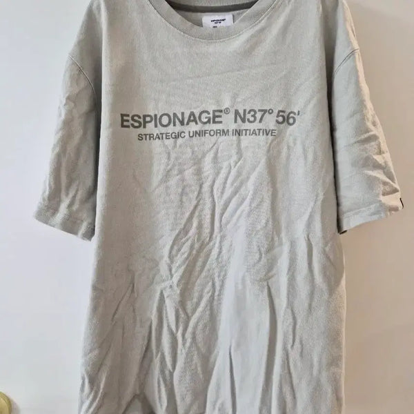 [BUNJANG] ESPIONAGE Oversized Logo Short Sleeve T-Shirt L Light Gray / 반팔 티셔츠 라이트 그레이