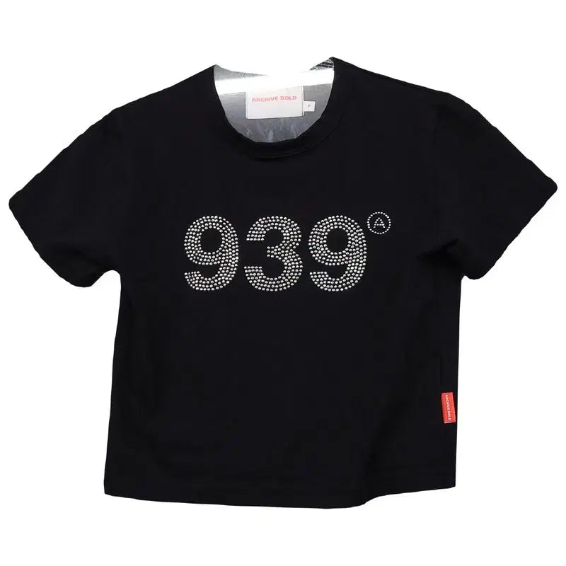 [BUNJANG] Archive Bold Printing Black Crop T-Shirt Free Size / 아카이브 볼드 프린팅 블랙 크롭 반팔티 F