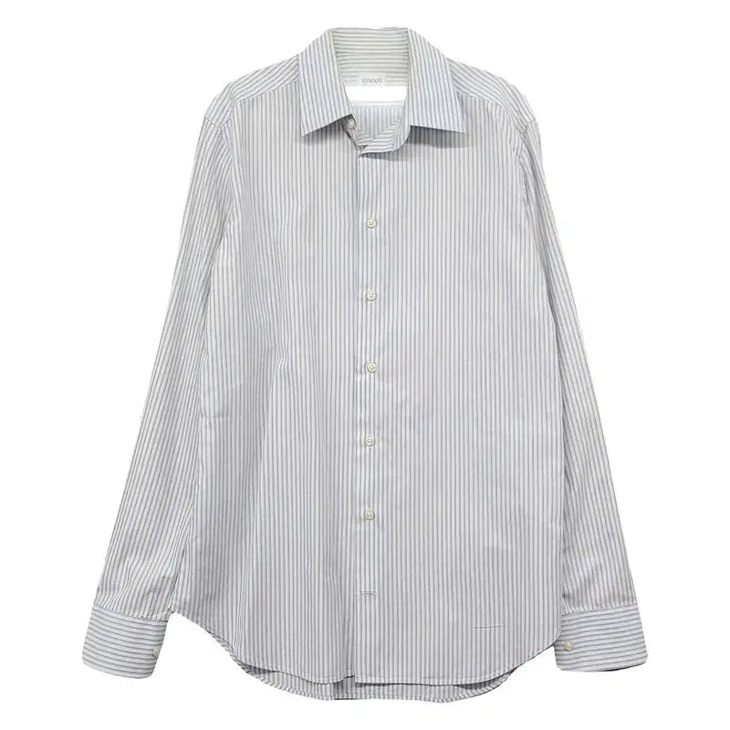 [BUNJANG] Giorgio Armani Collezioni Light Blue Striped Shirt L / 알마니 꼴레지오니 스트라이프 라이트 블루 셔츠 L