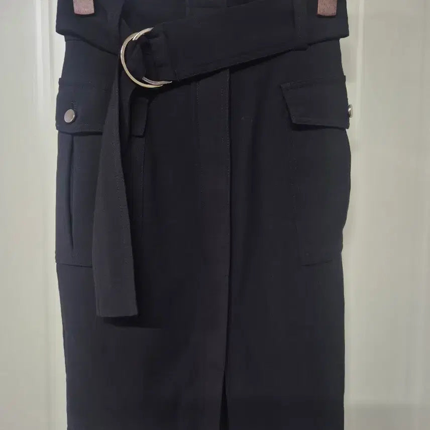 [BUNJANG] H&M Black Pocket Belt Midi Skirt / H&M 블랙 포켓 벨트 미디 스커트