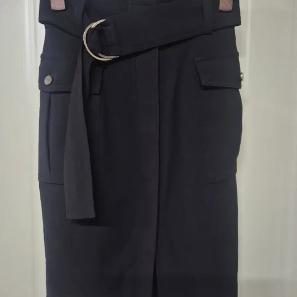 [BUNJANG] H&M Black Pocket Belt Midi Skirt / H&M 블랙 포켓 벨트 미디 스커트