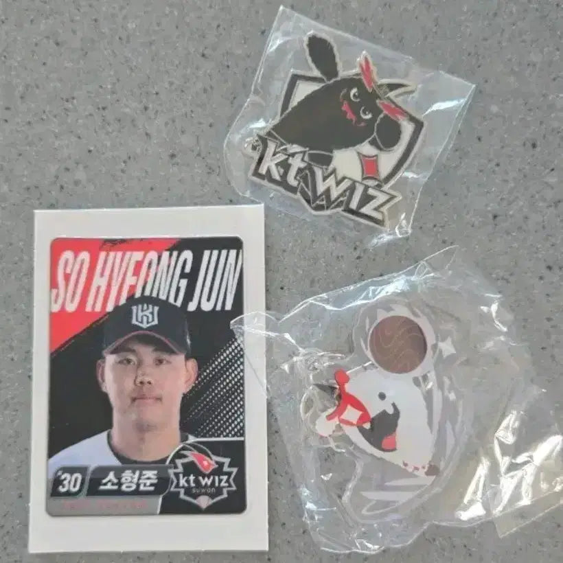 [BUNJANG] KT Wiz So Hyung-jun Sticker, Ddori Keyring, Ddori Badge Bundle Set / kt위즈 소형준 스티커, 또리 키링, 또리 뱃지 일괄세트