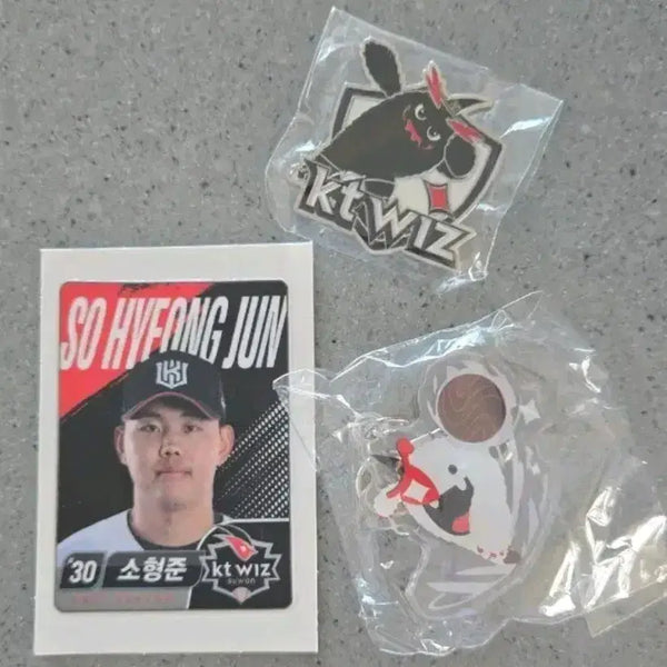 [BUNJANG] KT Wiz So Hyung-jun Sticker, Ddori Keyring, Ddori Badge Bundle Set / kt위즈 소형준 스티커, 또리 키링, 또리 뱃지 일괄세트