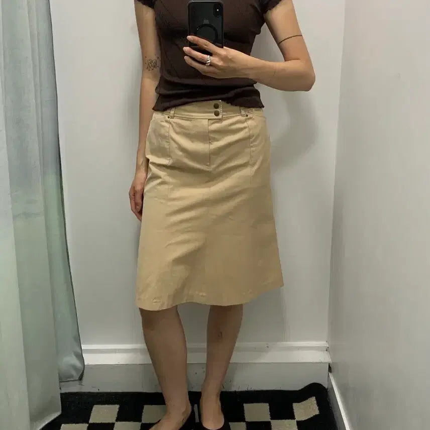 [BUNJANG] Beige Mermaid Midi Skirt / 베이지 머메이드 미디 스커트