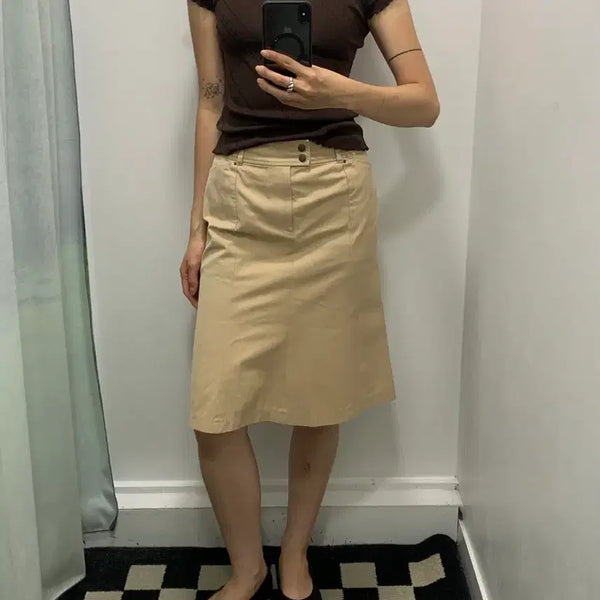 [BUNJANG] Beige Mermaid Midi Skirt / 베이지 머메이드 미디 스커트