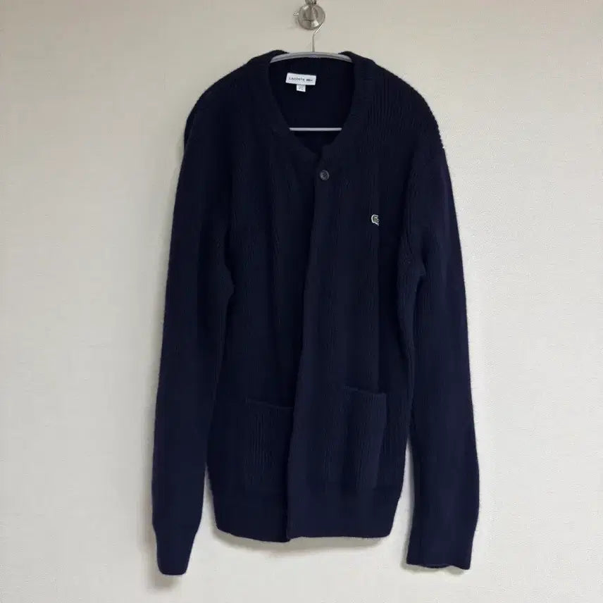 [BUNJANG] Lacoste Crewneck Wool Cardigan Navy XL / [XL] 라코스테 크루넥 방모 가디건 네이비