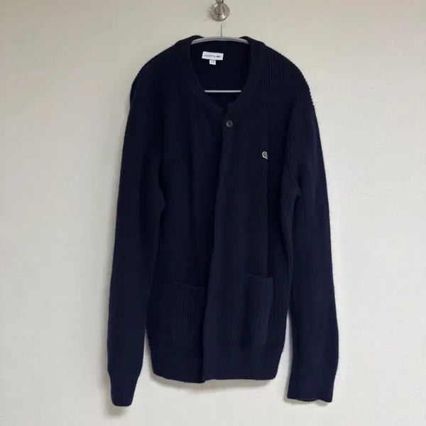 [BUNJANG] Lacoste Crewneck Wool Cardigan Navy XL / [XL] 라코스테 크루넥 방모 가디건 네이비