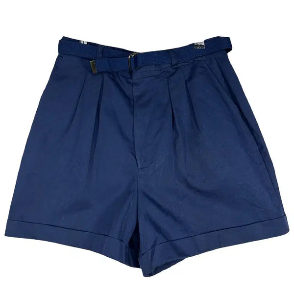 [BUNJANG] ESSENTIALS Navy Belted Pinched Shorts / ESSENTIALS 네이비 벨트 핀턱 쇼트 팬츠 [12] 쇼트팬츠/하프팬츠/핀턱팬츠/와이드팬츠/벨트팬츠/네이비팬츠/ESSENTIALS/빈티지팬츠/여성팬츠/캐주얼룩/데일리룩